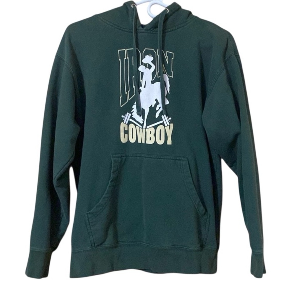 CrossFit Hoodie Green Medium Iron Cowboy